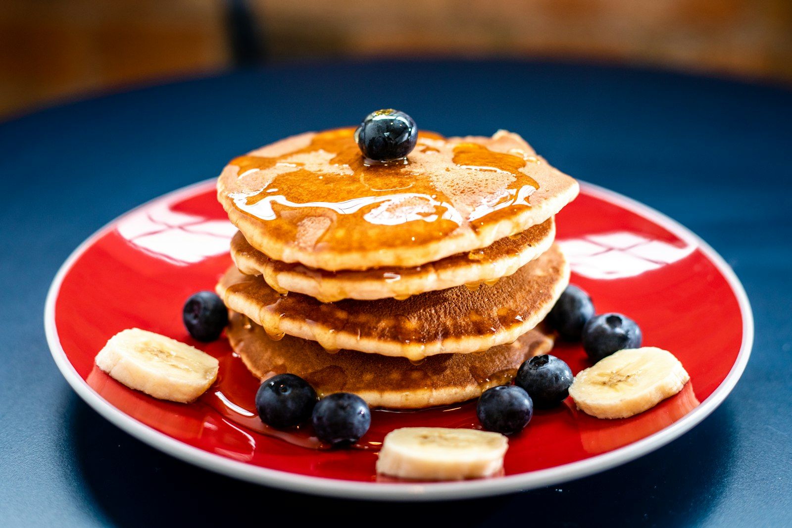 Pancakes with blueberries and banana at The Hole In The Wall in Blairsville, GA