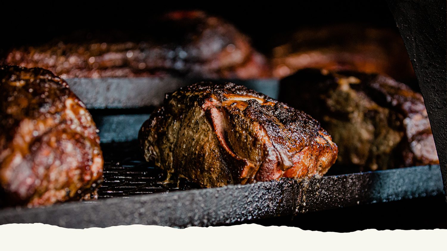 Smoked barbecue meat at Jim's Smokin' Que in Blairsville, GA